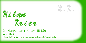 milan krier business card